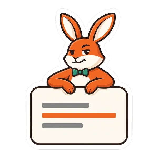 Bunny maskotas, išlendantis iš dirbtinio intelekto atsakymo kortelės