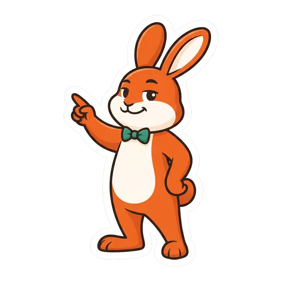 Bunny maskotas – triušis, rodantis pirštu ir aiškinantis