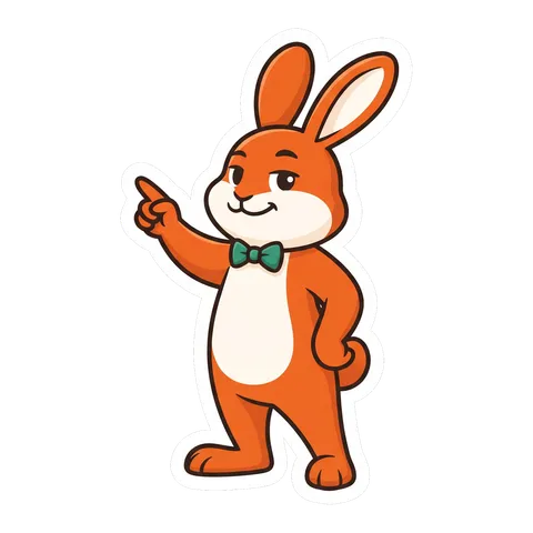 Bunny maskotas rodo į žingsnių sąrašą