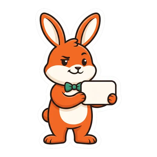 Bunny maskotas, laikantis tuščią kortelę